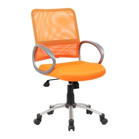 Boss Office Products Boss Mesh Back Office Chair with Arms - Fabric - Mid Back - Orange B6416-OR
